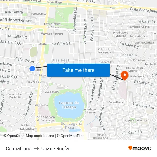 Central Line to Unan - Rucfa map