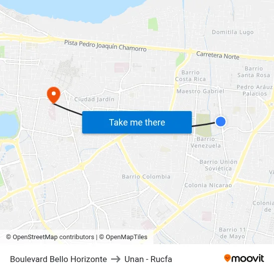 Boulevard Bello Horizonte to Unan - Rucfa map