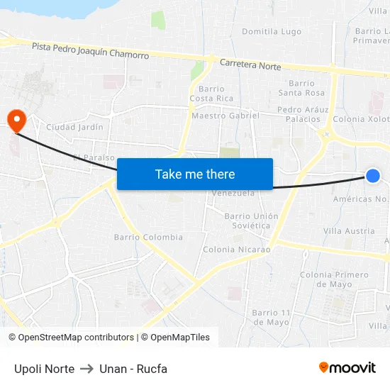 Upoli Norte to Unan - Rucfa map