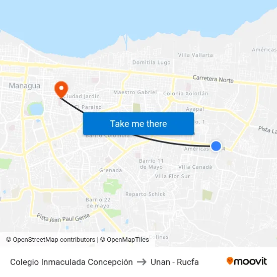 Colegio Inmaculada Concepción to Unan - Rucfa map