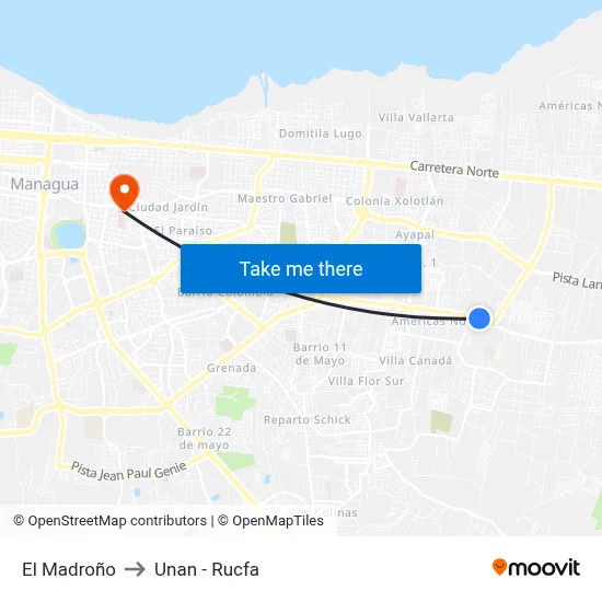 El Madroño to Unan - Rucfa map