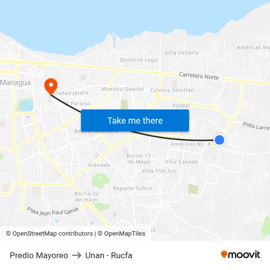 Predio Mayoreo to Unan - Rucfa map