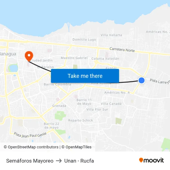 Semáforos Mayoreo to Unan - Rucfa map