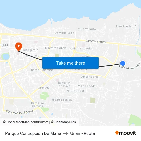 Parque Concepcion De Maria to Unan - Rucfa map