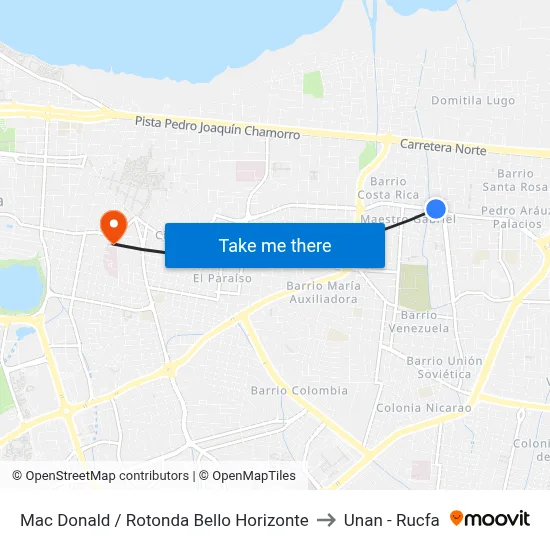 Mac Donald / Rotonda Bello Horizonte to Unan - Rucfa map