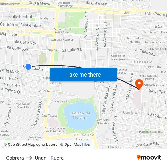 Cabrera to Unan - Rucfa map