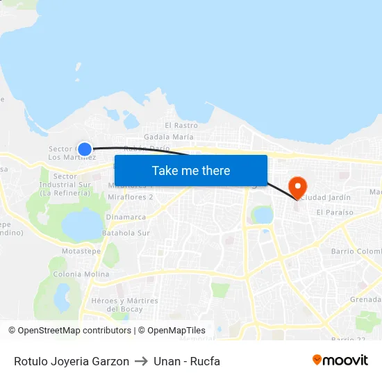 Rotulo Joyeria Garzon to Unan - Rucfa map