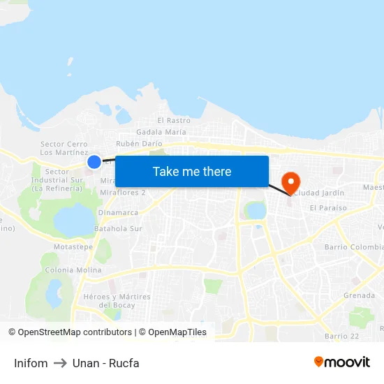 Inifom to Unan - Rucfa map