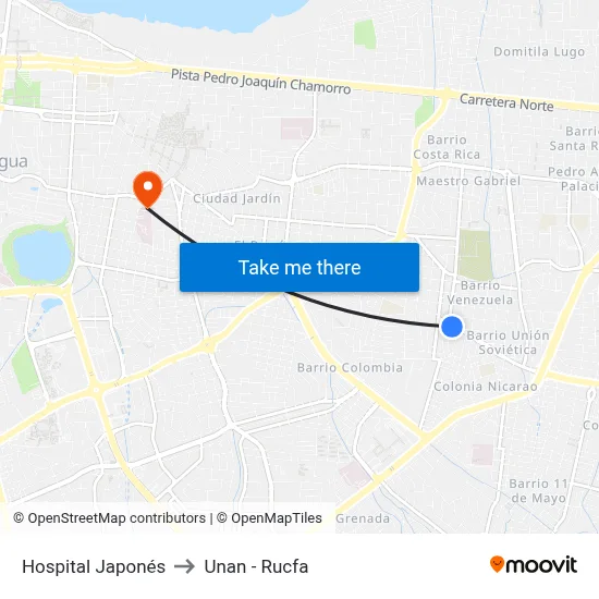 Hospital Japonés to Unan - Rucfa map