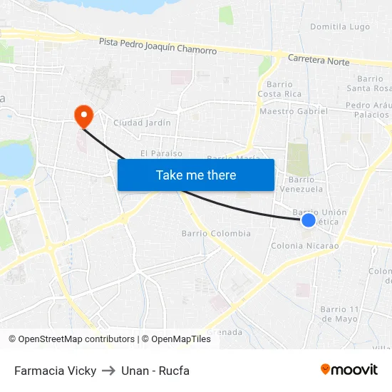 Farmacia Vicky to Unan - Rucfa map