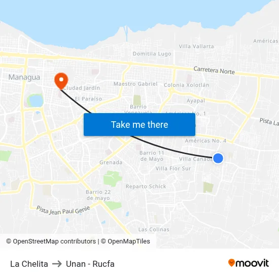 La Chelita to Unan - Rucfa map