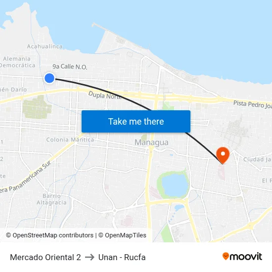 Mercado Oriental 2 to Unan - Rucfa map