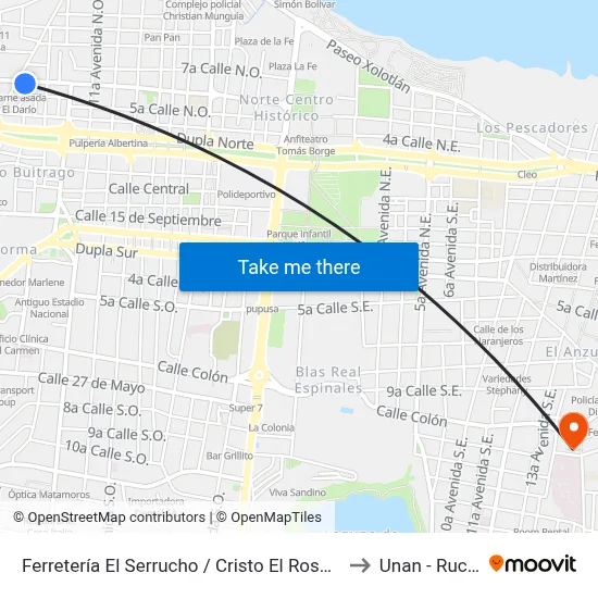 Ferretería El Serrucho / Cristo El Rosario to Unan - Rucfa map