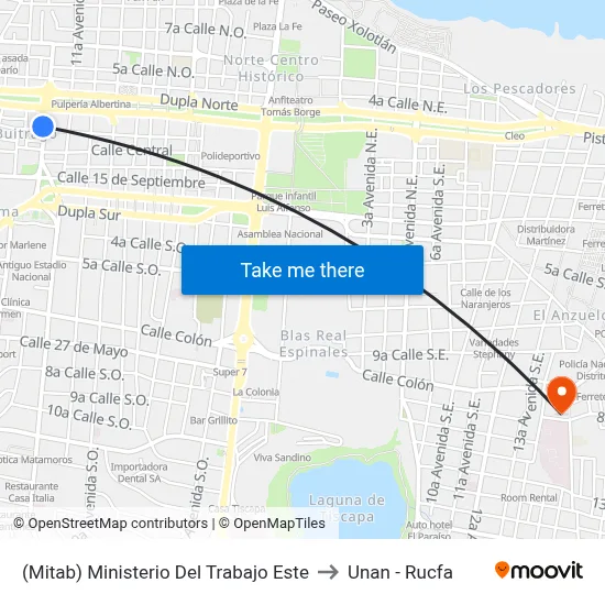 (Mitab) Ministerio Del Trabajo Este to Unan - Rucfa map