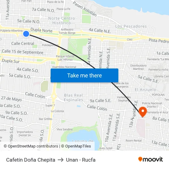 Cafetín Doña Chepita to Unan - Rucfa map