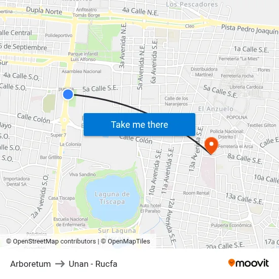 Arboretum to Unan - Rucfa map
