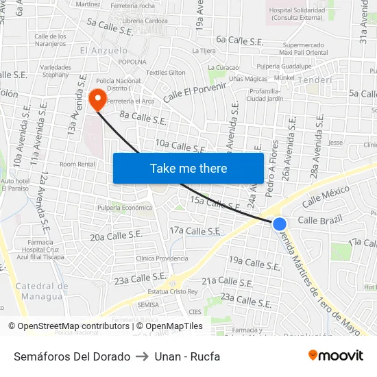 Semáforos Del Dorado to Unan - Rucfa map