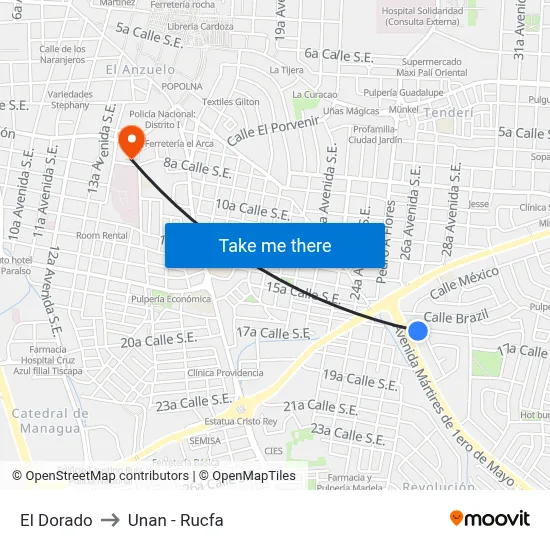 El Dorado to Unan - Rucfa map