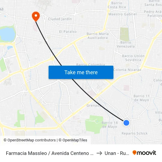 Farmacia Massleo / Avenida Centeno Lopez to Unan - Rucfa map