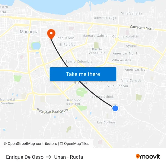 Enrique De Osso to Unan - Rucfa map