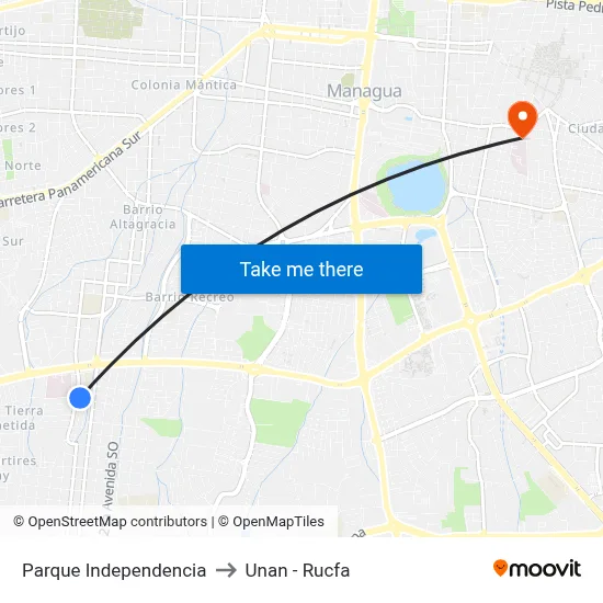 Parque Independencia to Unan - Rucfa map