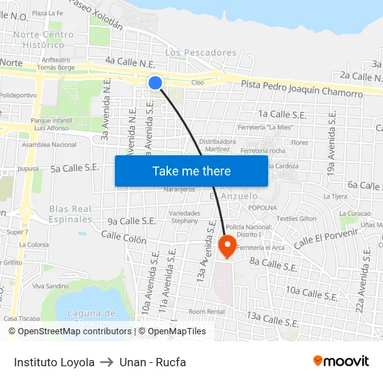 Instituto Loyola to Unan - Rucfa map