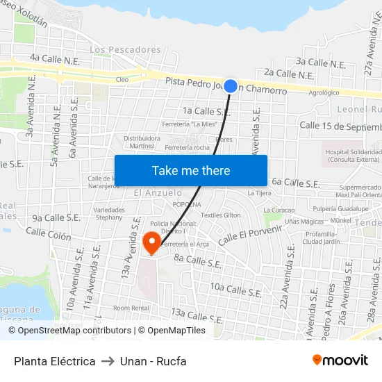 Planta Eléctrica to Unan - Rucfa map