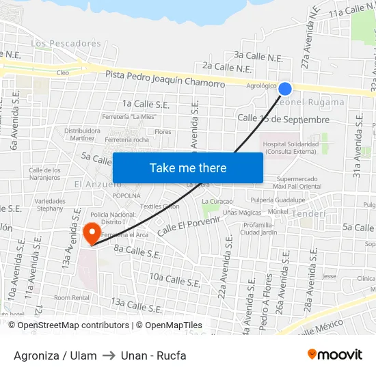 Agroniza / Ulam to Unan - Rucfa map