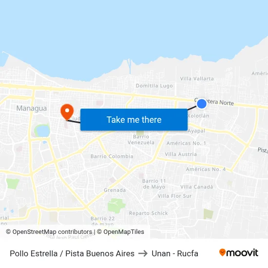 Pollo Estrella / Pista Buenos Aires to Unan - Rucfa map