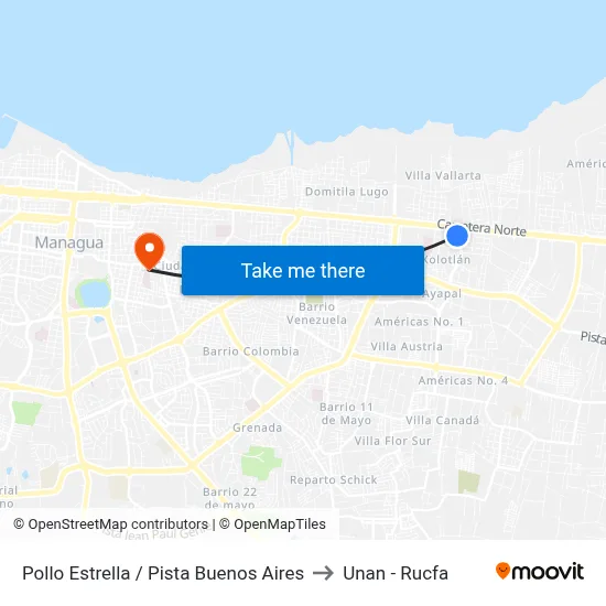 Pollo Estrella / Pista Buenos Aires to Unan - Rucfa map