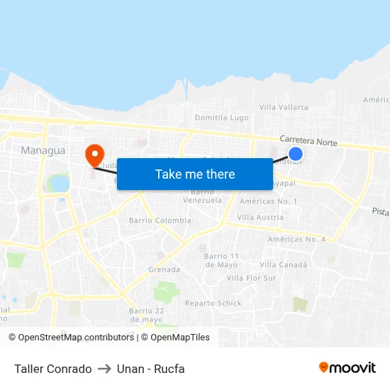 Taller Conrado to Unan - Rucfa map