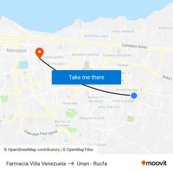 Farmacia Villa Venezuela to Unan - Rucfa map