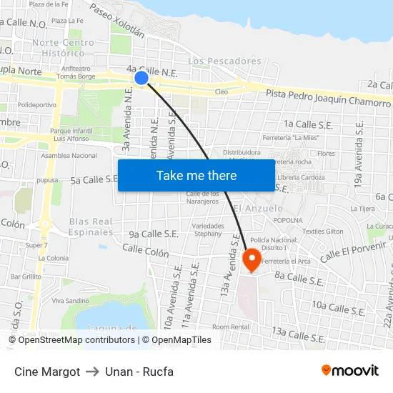 Cine Margot to Unan - Rucfa map