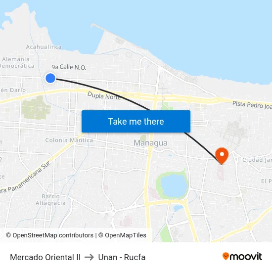 Mercado Oriental II to Unan - Rucfa map