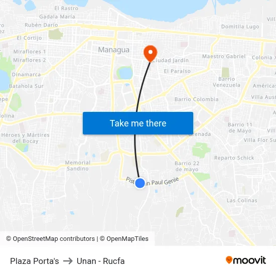 Plaza Porta's to Unan - Rucfa map