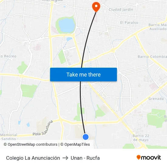Colegio La Anunciación to Unan - Rucfa map