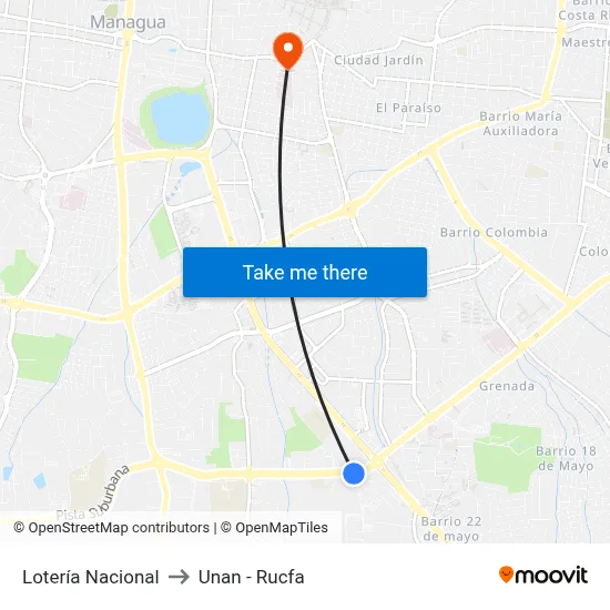 Lotería Nacional to Unan - Rucfa map