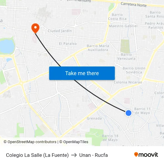 Colegio La Salle (La Fuente) to Unan - Rucfa map
