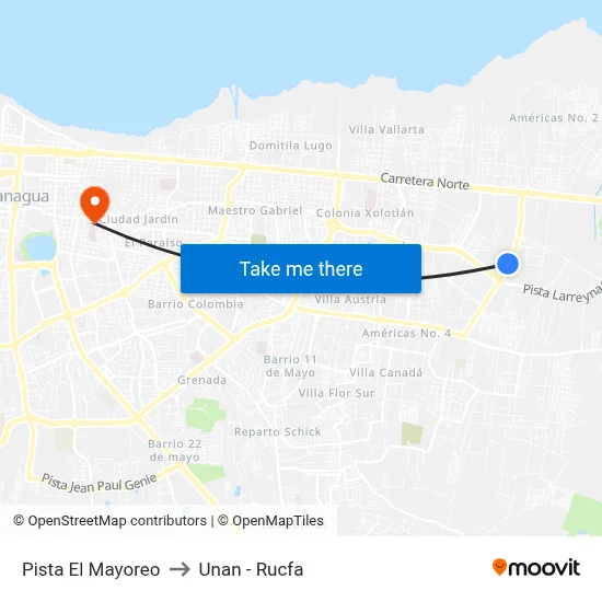Pista El Mayoreo to Unan - Rucfa map
