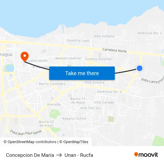 Concepcion De Maria to Unan - Rucfa map