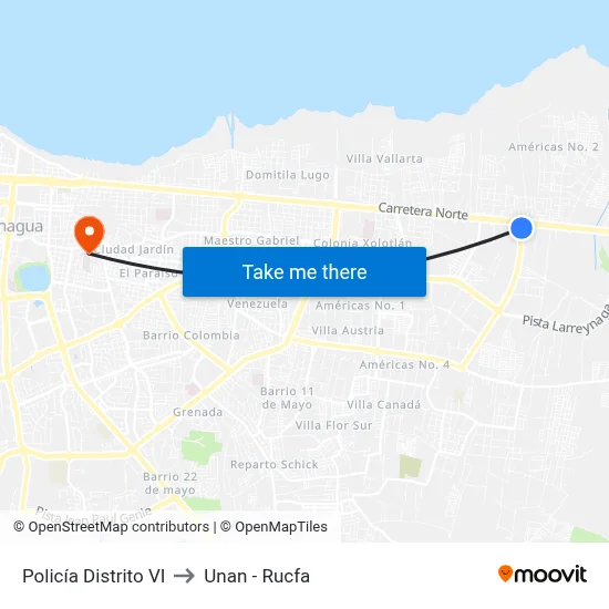 Policía Distrito VI to Unan - Rucfa map