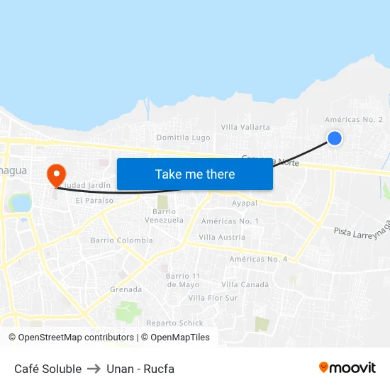 Café Soluble to Unan - Rucfa map