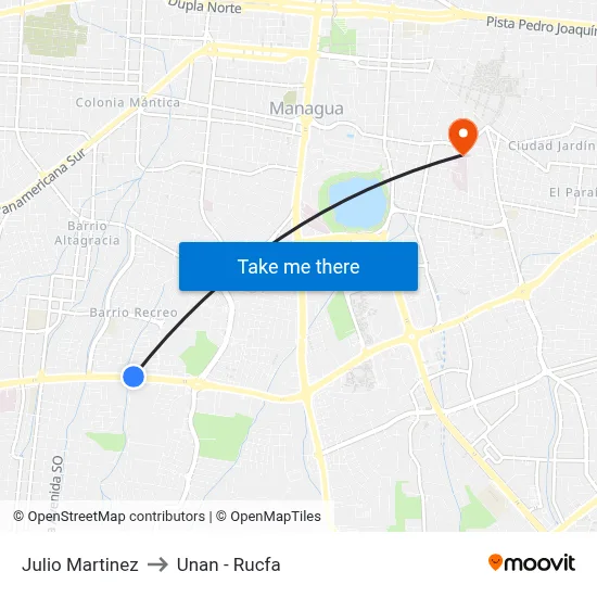 Julio Martinez to Unan - Rucfa map