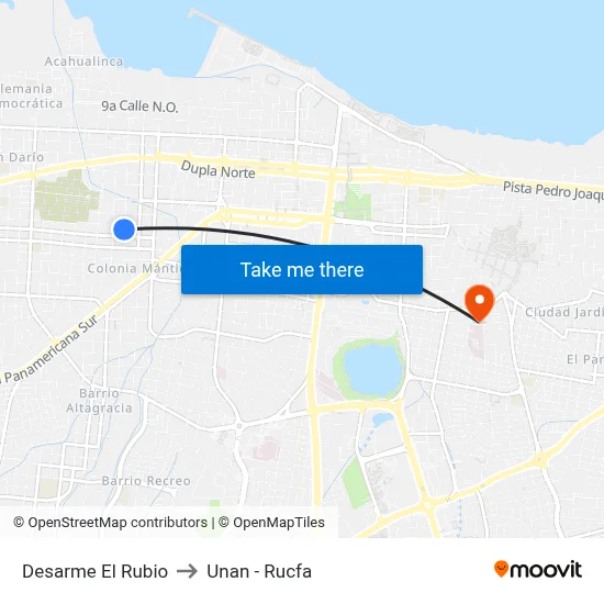 Desarme El Rubio to Unan - Rucfa map