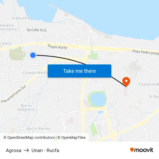Agrosa to Unan - Rucfa map
