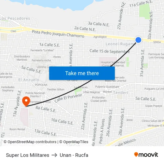 Super Los Militares to Unan - Rucfa map