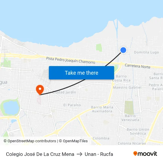 Colegio José De La Cruz Mena to Unan - Rucfa map