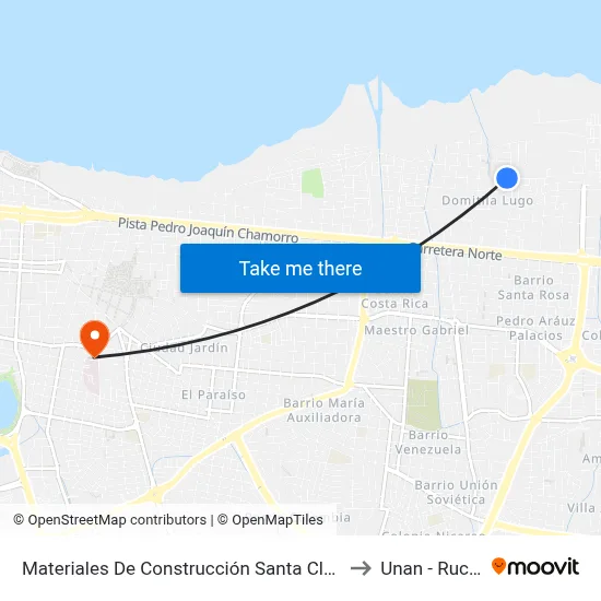 Materiales De Construcción Santa Clara to Unan - Rucfa map