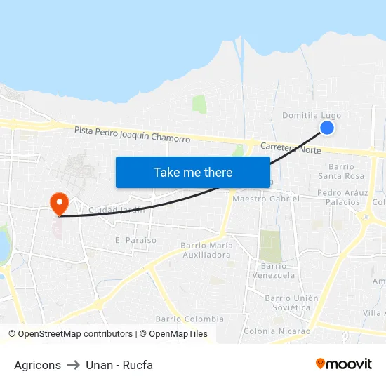 Agricons to Unan - Rucfa map