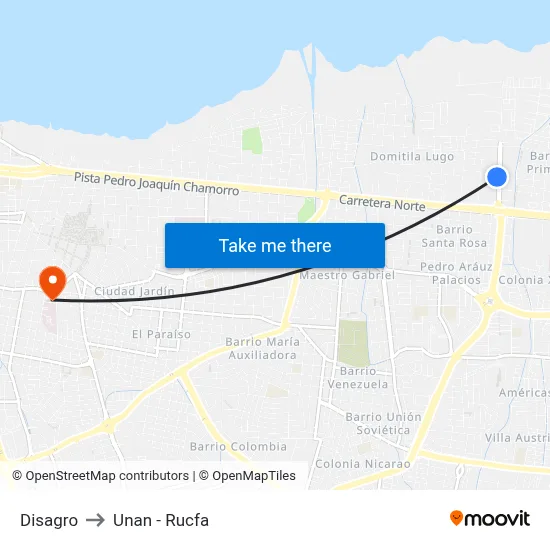 Disagro to Unan - Rucfa map